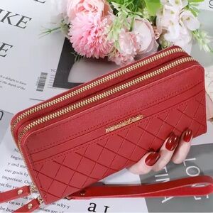 Red Quilted Wristlet Wallet